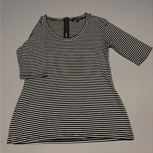 Ann Taylor Black and White Striped Top